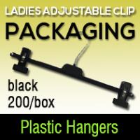 Ladies Adjustable Clip Hanger-Black 200 Per Box
